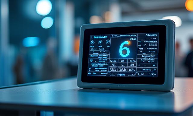 Modern weather station displaying data